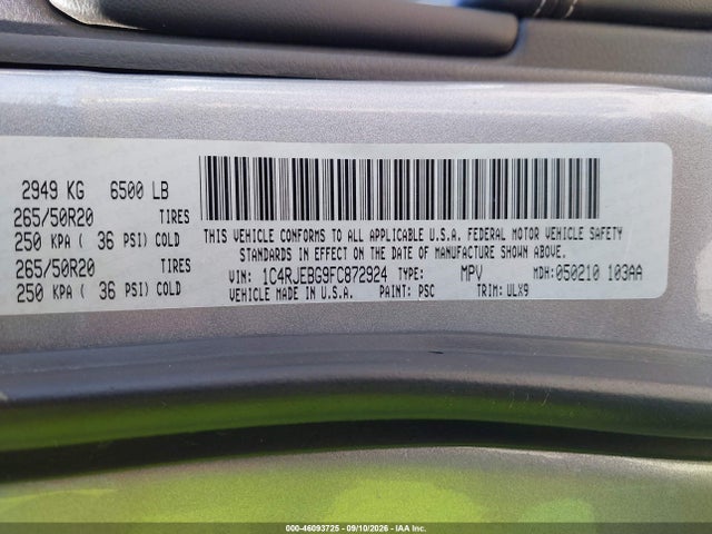 Jeep Grand Cherokee Limited 2015 1C4RJEBG9FC872924 Image 9
