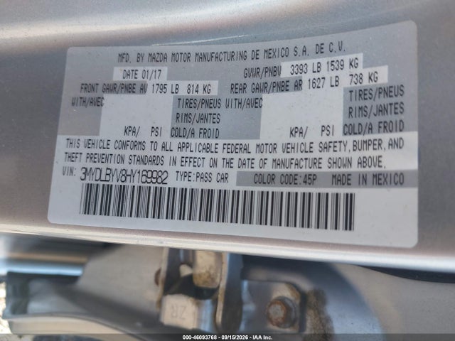 Aukcja sprzedaży 2017 Toyota Yaris Ia, vin: 3MYDLBYV8HY169982, numer aukcji: 46093768