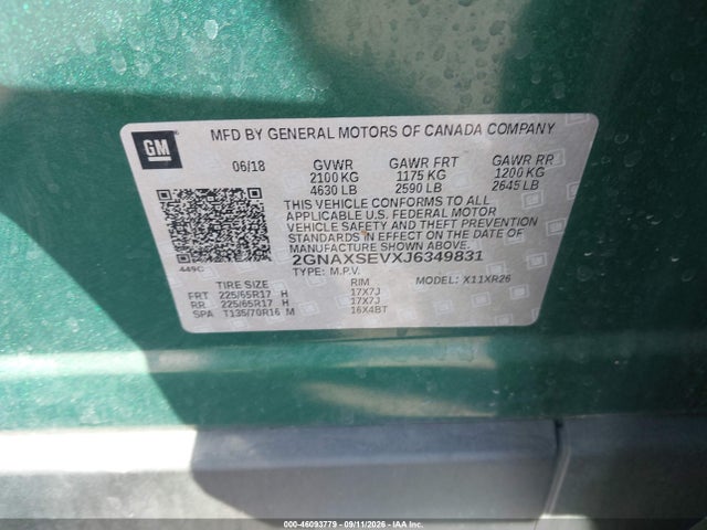 Chevrolet EQUINOX LT 2018 2GNAXSEVXJ6349831 Image 9
