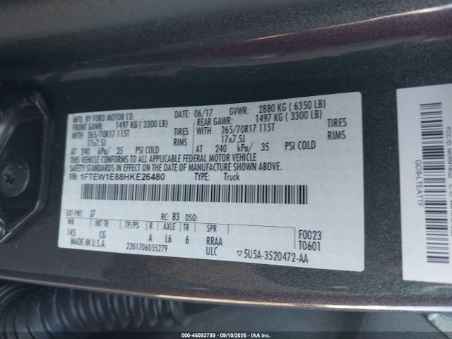 Ford F-150 Xl 2017 1FTEW1E88HKE26480 Image 9