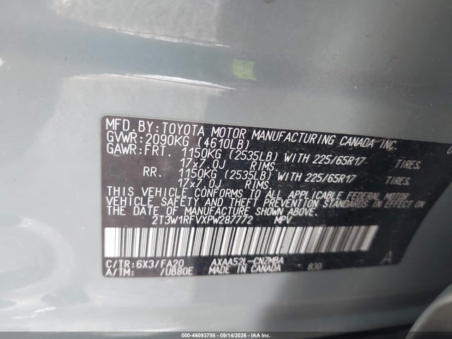 2023 Toyota Rav4 Xle მანქანა იყიდება აუქციონზე, vin: 2T3W1RFVXPW287772, აუქციონის ნომერი: 46093798