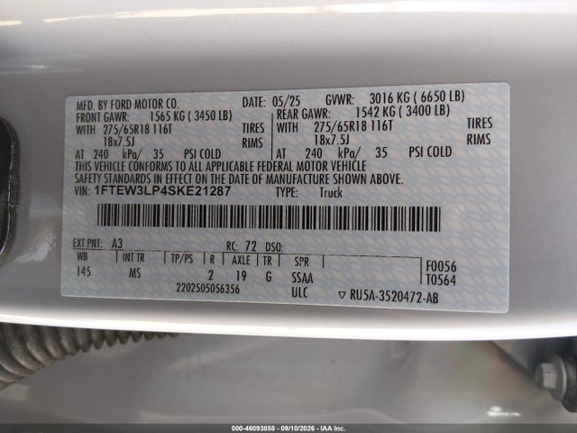 1FTEW3LP4SKE21287 Ford F-150 Xlt