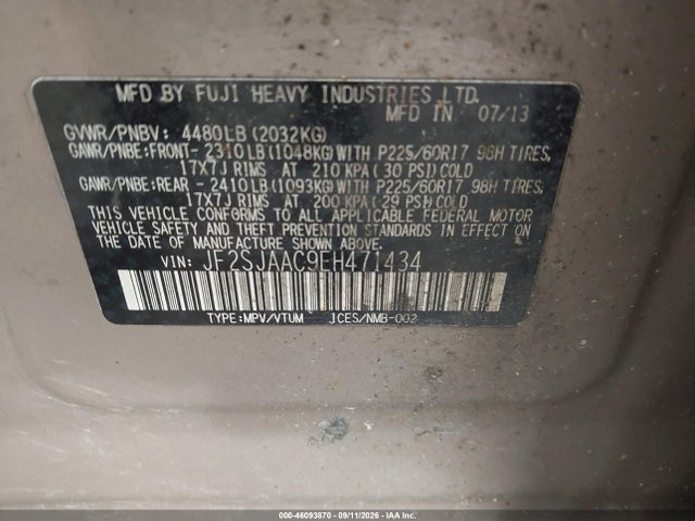 Subaru Forester 2.5i 2014 JF2SJAAC9EH471434 Image 9
