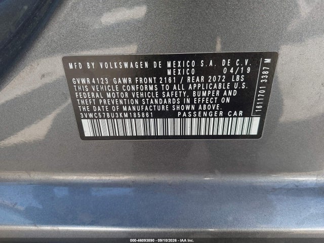 3VWC57BU3KM185861 Volkswagen Jetta 1.4t R-line/1.4t S/1.4t Se