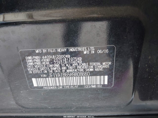 Subaru WRX 2017 JF1VA1B65H9808660 Image 9