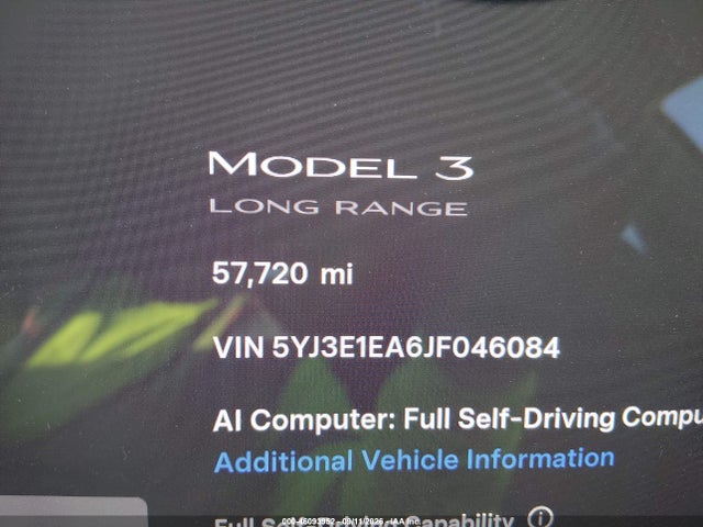 Продажа на аукционе авто 2018 Tesla Model 3 Long Range/mid Range, vin: 5YJ3E1EA6JF046084, номер лота: 46093952