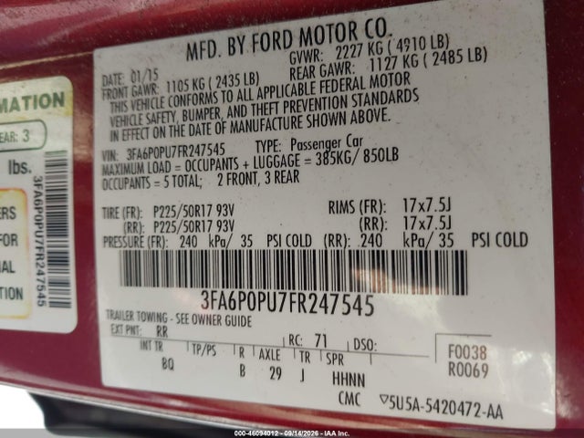 Ford Fusion Energi Se Luxury 2015 3FA6P0PU7FR247545 Image 9