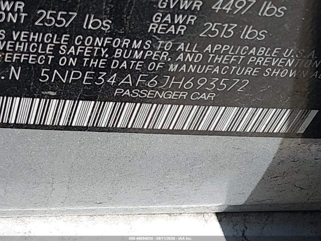 46094035 :رقم المزاد ، 5NPE34AF6JH693572 vin ، 2018 Hyundai Sonata Sport مزاد بيع