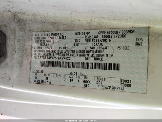 Aukcja sprzedaży 2005 Ford E-150 Commercial/recreational, vin: 1FTRE14W05HA41105, numer aukcji: 46094046