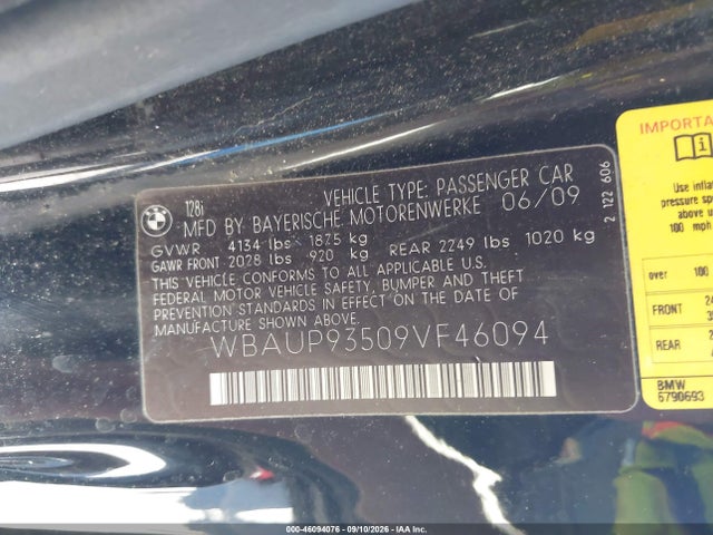 Aukcja sprzedaży 2009 Bmw 128i, vin: WBAUP93509VF46094, numer aukcji: 46094076