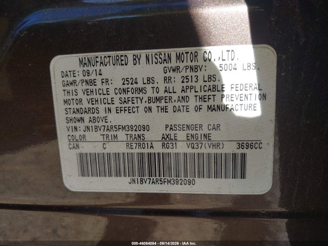 Infiniti Q50 Premium 2015 JN1BV7AR5FM392090 Image 9