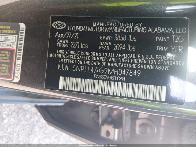Aukcja sprzedaży 2021 Hyundai Elantra Se, vin: 5NPLL4AG9MH047849, numer aukcji: 46094099