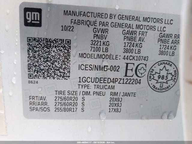 Aukcja sprzedaży 2023 Chevrolet Silverado 1500 Rst, vin: 1GCUDEED4PZ122204, numer aukcji: 46094117