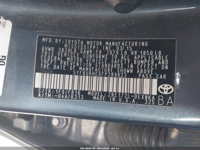 Toyota Corolla Le Plus 2015 5YFBURHE6FP289823 Image 9