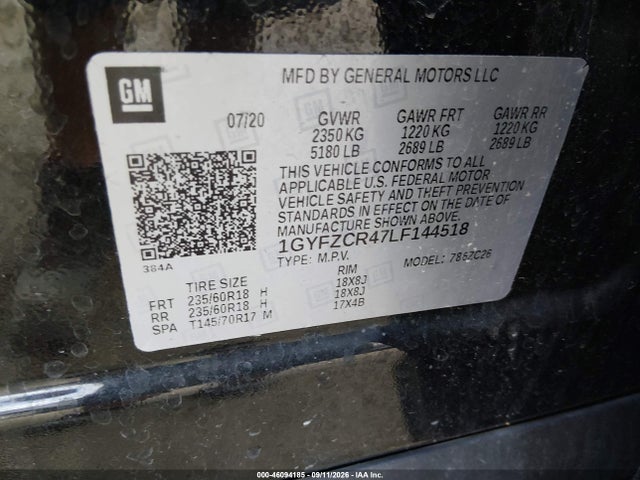 46094185 :رقم المزاد ، 1GYFZCR47LF144518 vin ، 2020 Cadillac Xt4 Fwd Premium Luxury مزاد بيع