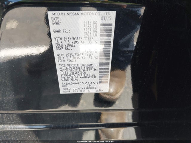 Aukcja sprzedaży 2015 Infiniti Qx60, vin: 5N1AL0MN4FC521453, numer aukcji: 46094248