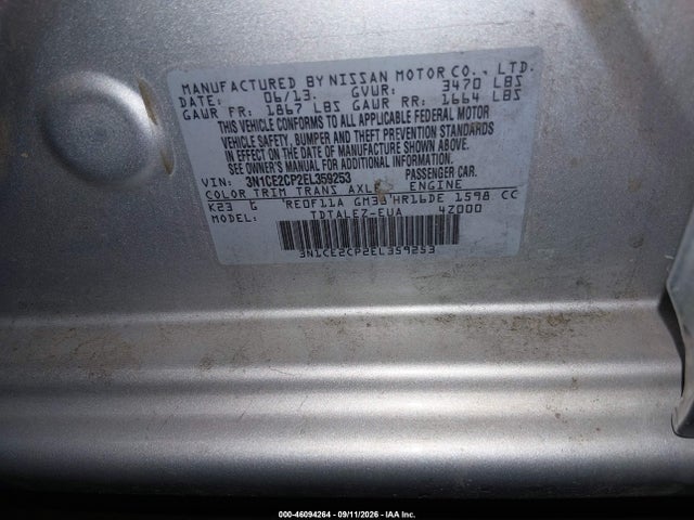 3N1CE2CP2EL359253 Nissan Versa Note Sv