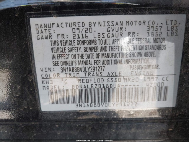 Nissan Sentra S Xtronic Cvt 2020 3N1AB8BV0LY291277 Image 9