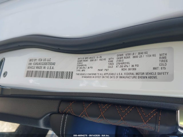 2025 Jeep Grand Cherokee L Summit 4x4 მანქანა იყიდება აუქციონზე, vin: 1C4RJKEG3S8720340, აუქციონის ნომერი: 46094275