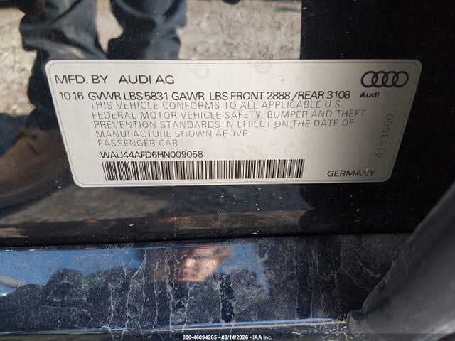 Продажа на аукционе авто 2017 Audi A8 L 3.0t, vin: WAU44AFD6HN009058, номер лота: 46094285