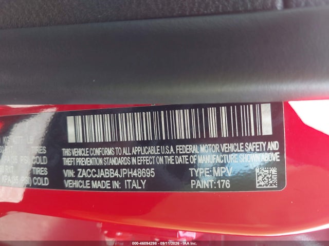 Продажа на аукционе авто 2018 Jeep Renegade Latitude Fwd, vin: ZACCJABB4JPH48695, номер лота: 46094298