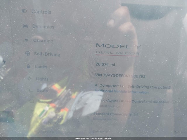 Продажа на аукционе авто 2022 Tesla Model Y Performance Dual Motor All-wheel Drive, vin: 7SAYGDEF0NF538793, номер лота: 46094313
