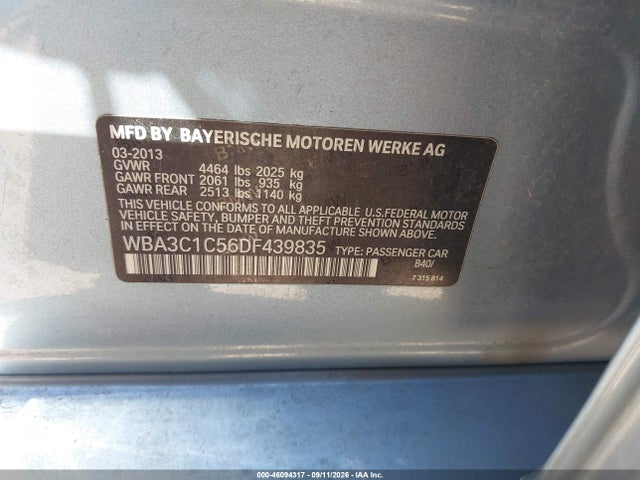 Auction sale of the 2013 Bmw 328i, vin: WBA3C1C56DF439835, lot number: 46094317