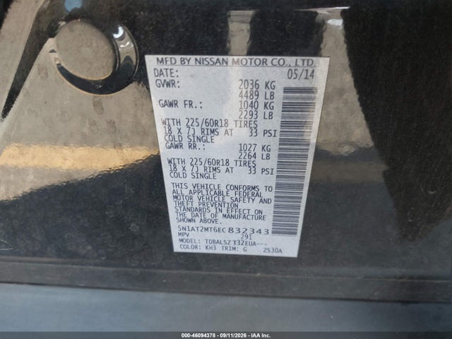 Nissan Rogue Sl 2014 5N1AT2MT6EC832343 Image 9