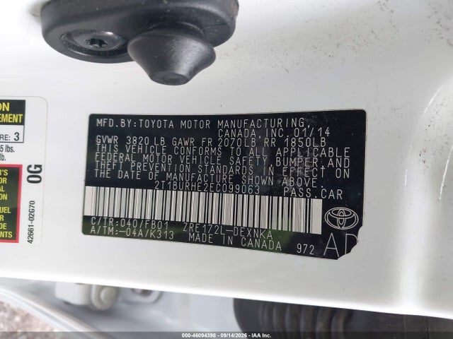 2014 Toyota Corolla Le მანქანა იყიდება აუქციონზე, vin: 2T1BURHE2EC099063, აუქციონის ნომერი: 46094398