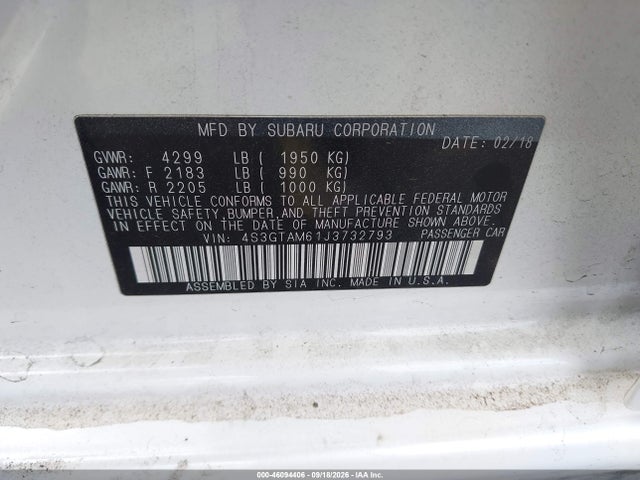 4S3GTAM61J3732793 Subaru Impreza 2.0i Sport