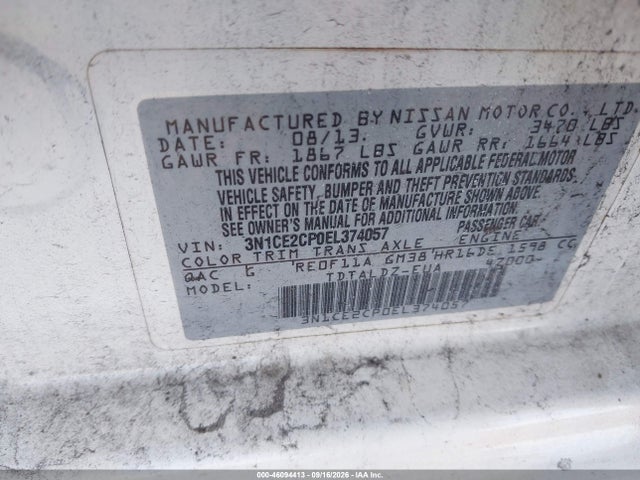 Продаж на аукціоні авто 2014 Nissan Versa Note Sv, vin: 3N1CE2CP0EL374057, номер лоту: 46094413