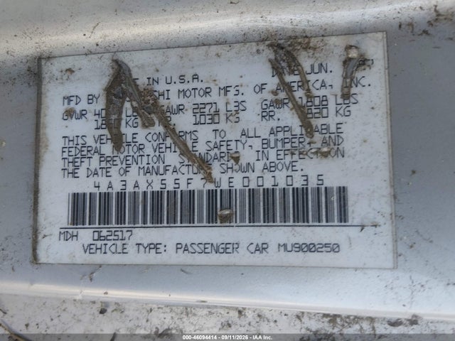 46094414 :رقم المزاد ، 4A3AX55F7WE001035 vin ، 1998 Mitsubishi Eclipse Spyder Gs-t مزاد بيع