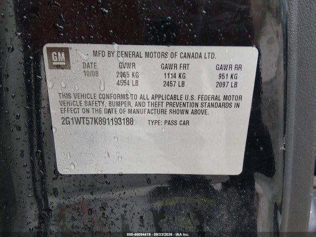 Продаж на аукціоні авто 2009 Chevrolet Impala Lt, vin: 2G1WT57K891193188, номер лоту: 46094419
