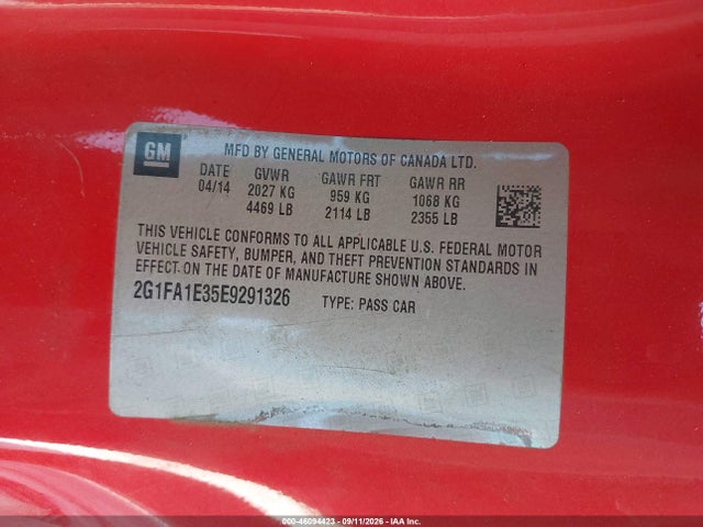 Продаж на аукціоні авто 2014 Chevrolet Camaro 2ls, vin: 2G1FA1E35E9291326, номер лоту: 46094423