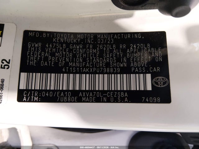 4T1S11AKXPU798839 Toyota CAMRY SE