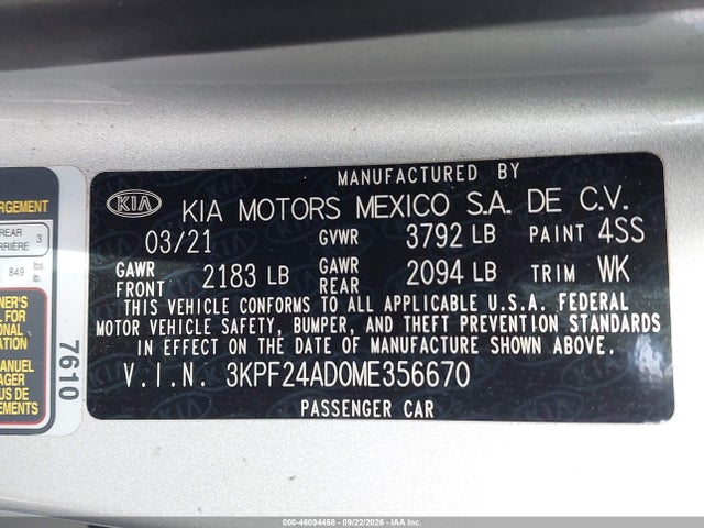 KIA Forte Lxs 2021 3KPF24AD0ME356670 Image 9
