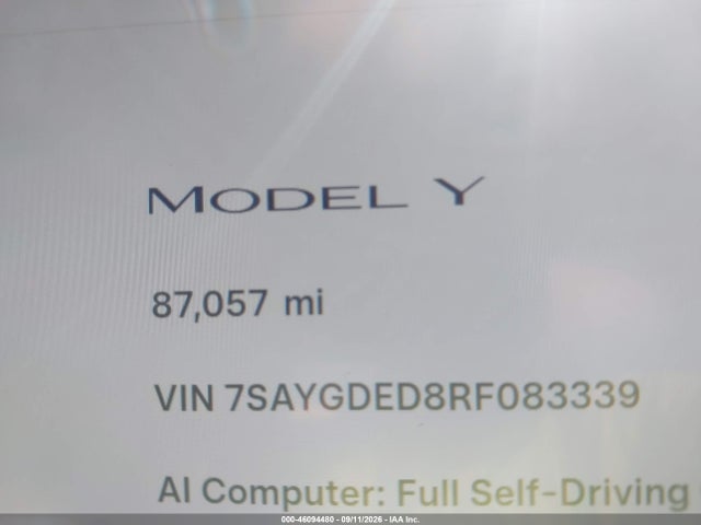 7SAYGDED8RF083339 Tesla Model Y