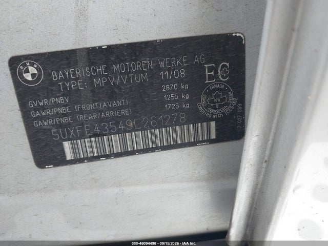 Aukcja sprzedaży 2009 Bmw X5 Xdrive30i, vin: 5UXFE43549L261278, numer aukcji: 46094498