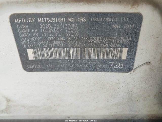 ML32A4HJ7FH001055 Mitsubishi Mirage Es/rf