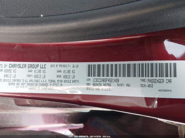 Aukcja sprzedaży 2015 Chrysler 200 Limited, vin: 1C3CCCAB3FN521428, numer aukcji: 46094579