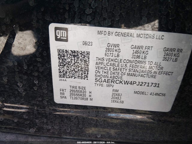 46094609 :رقم المزاد ، 5GAERCKW4PJ271731 vin ، 2023 Buick Enclave Premium Fwd مزاد بيع