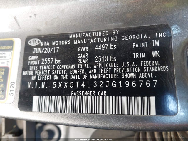 Продаж на аукціоні авто 2018 Kia Optima Lx, vin: 5XXGT4L32JG196767, номер лоту: 46094625