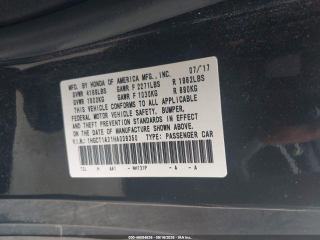 1HGCT1A31HA009350 Honda Accord Lx-s