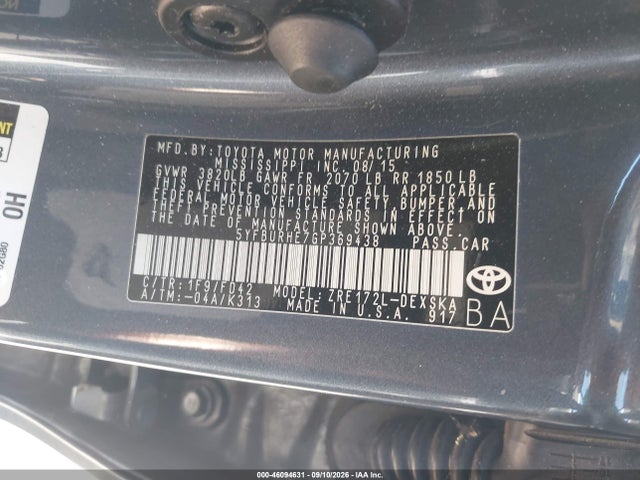 Toyota Corolla S Plus 2016 5YFBURHE7GP369438 Image 9
