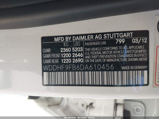 Продажа на аукционе авто 2013 Mercedes-benz E 400 Hybrid Sport, vin: WDDHF9FB6DA610456, номер лота: 46094638