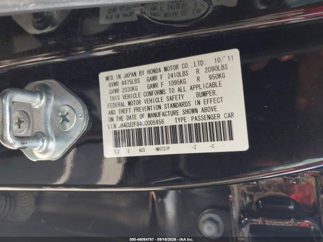 Aukcja sprzedaży 2012 Acura Tsx 2.4, vin: JH4CU2F84CC005956, numer aukcji: 46094767