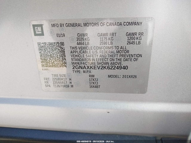 Chevrolet EQUINOX LT 2019 2GNAXKEV2K6224940 Image 9