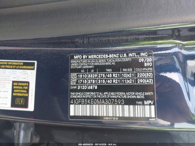 4JGFB5KE0MA307593 Mercedes-Benz Gle 450 4matic