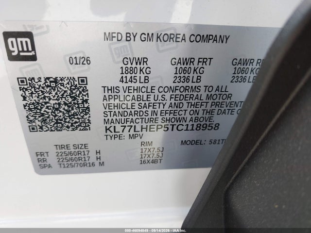 KL77LHEP5TC118958 Chevrolet Trax Fwd Lt