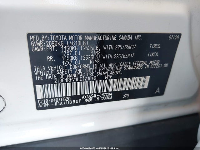 Toyota RAV4 LE 2020 2T3F1RFV1LC121040 Image 9